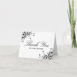 Elegante schwarze und weiße Hochzeit-Dankeskarten  Dankeskarte