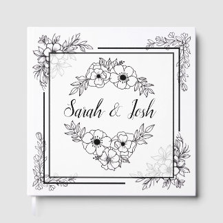 Elegante schwarze und weiße Hochzeit Gästebuch