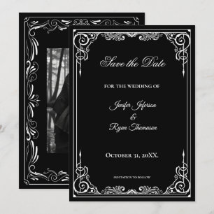 Elegante schwarze und weiße Hochzeit - Rettet das Ankündigung