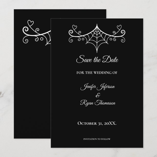 Elegante schwarze und weiße Hochzeit rettet das Da Ankündigung (Vorne/Hinten)