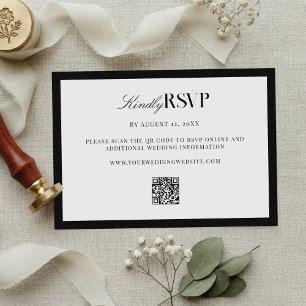 Elegante schwarze und weiße Hochzeit RSVP Karte