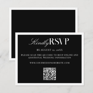 Elegante schwarze und weiße Hochzeit RSVP Karte