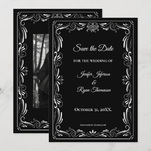 Elegante schwarze und weiße Hochzeit - Save-the-Da Ankündigung
