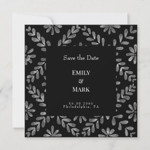 Elegante schwarze und weiße Hochzeit - Save-the-Da Einladung