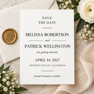 Elegante schwarze und weiße Hochzeit - Save-the-Da Save The Date