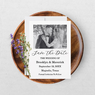 Elegante schwarze und weiße Hochzeit Save The Date Einladung