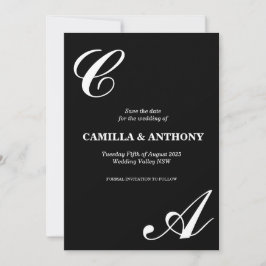Elegante schwarze und weiße Hochzeitseinladung Einladung
