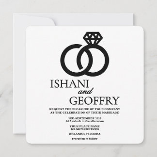 Elegante schwarze und weiße Hochzeitseinladung min Dankeskarte