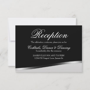 Elegante schwarze und weiße Hochzeitsempfangskarte Einladung