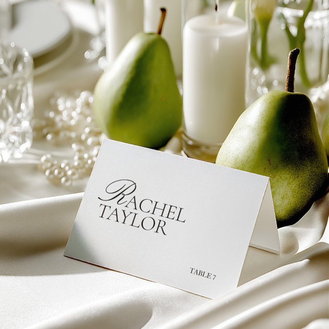 Elegante schwarze und weiße Hochzeitsplatzkarte Tischnummer (Elegant Black & White Wedding Place Card)