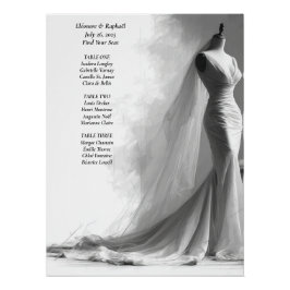 Elegante schwarze und weiße Hochzeitssitzordnung  Poster