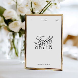 Elegante schwarze und weiße Hochzeitstisch-Nummer Einladung