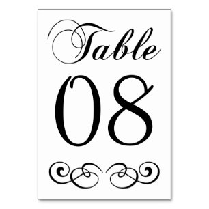 Elegante schwarze und weiße Hochzeitstisch-Nummer Tischnummer