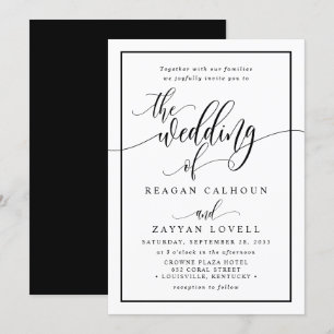Elegante schwarze und weiße Kalligrafie-Schrift Ho Einladung