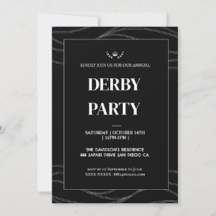 Elegante schwarze und weiße Kentucky-Derbyparty-Ei Einladung