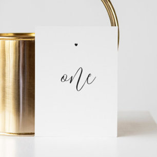 Elegante schwarze und weiße minimalistische Schrif Tischnummer