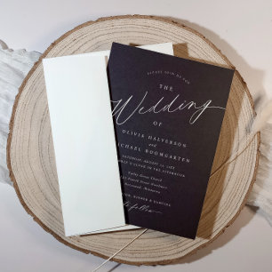 Elegante schwarze und weiße moderne Kalligrafie-Ho Einladung