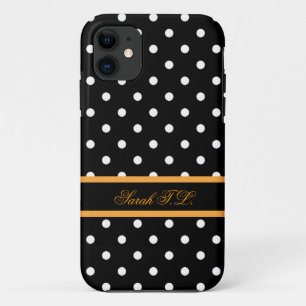 Elegante schwarze und weiße Polka-Punkte Case-Mate iPhone Hülle