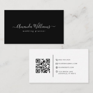 Elegante schwarze und weiße QR Code Business Card Visitenkarte