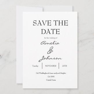 elegante schwarze und weiße Save The Date Karte