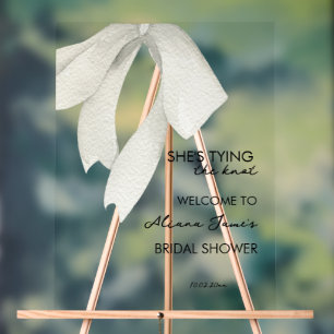 Elegante schwarze und weiße Schleifen-Brautparty Acrylschild