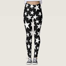 Elegante schwarze und weiße Sterne Leggings