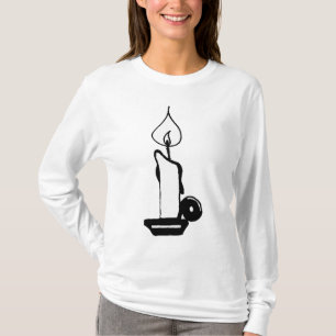 Elegante schwarze und weiße Vintage-Kerze brennt T-Shirt