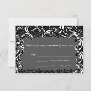 Elegante schwarze und weiße Wirbel-Hochzeit  RSVP Karte
