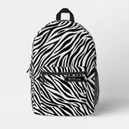 Elegante schwarze und weiße Zebrastreifen drucken Bedruckter Rucksack