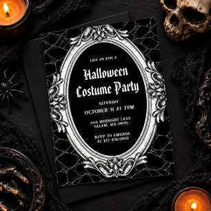 Elegante schwarze Vintage-Halloween-Kostüm-Party Einladung