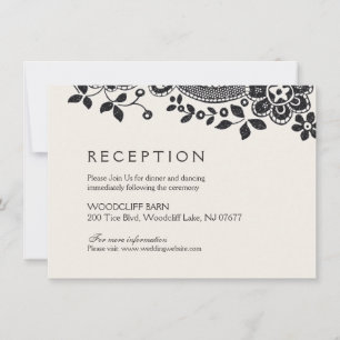 Elegante schwarze Vintage-Spitze-Hochzeitsempfang Einladung