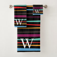 Elegante schwarze violette und gelbe Streifen Mono