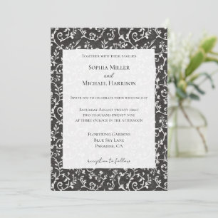 Elegante schwarze weiße abstrakte Hochzeit Einladung