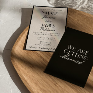 Elegante schwarze weiße alte Geld Luxus-Hochzeit Einladung