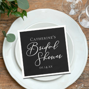 Elegante schwarze, weiße, personalisierte Bridal S Serviette