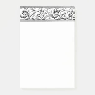 Elegante schwarze weiße Scroll-Blatt-Grenze in gro Post-it Klebezettel