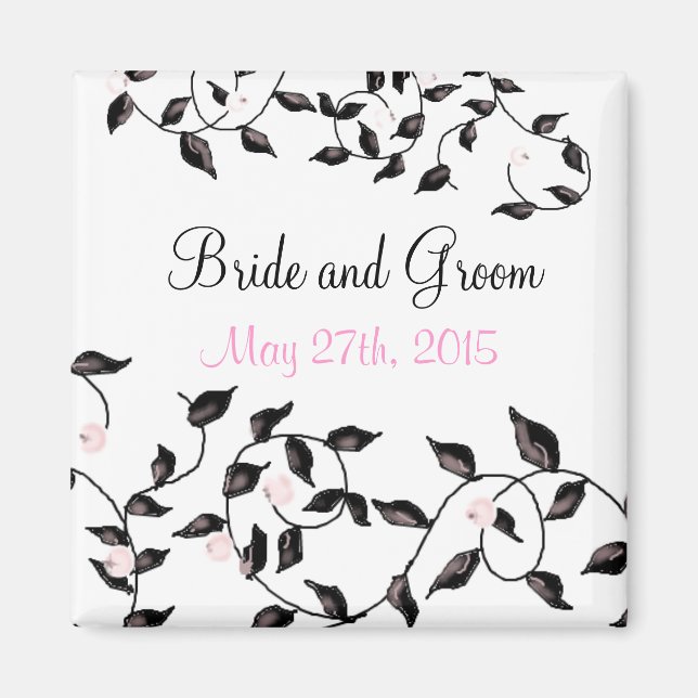 Elegante Schwarzweine Save the Date Magnet (Vorne)