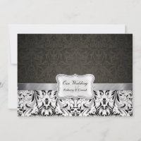 Elegante Schwarzweiss-Damast-Hochzeit lädt ein