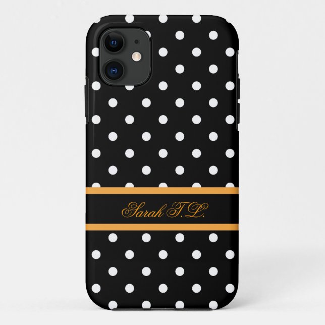 Elegante schwarzweiße Polka-Punkte Case-Mate iPhone Hülle (Rückseite)