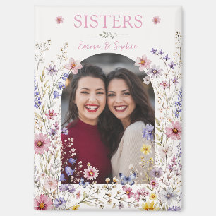 Elegante Schwester Aquarell Wildblume & Foto Magnet