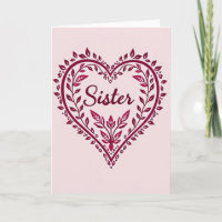 Elegante Schwester Herz Karte