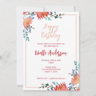 Elegante, schwindelerregende Blume zum Geburtstag Einladung