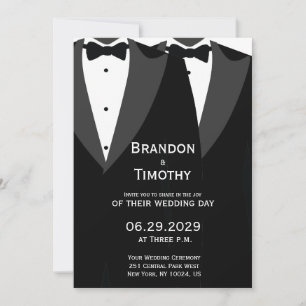 Elegante schwule Hochzeitseinladung Black Tie Einladung