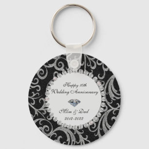 Elegante Schwünge Diamanten 10. Hochzeitstag Schlüsselanhänger