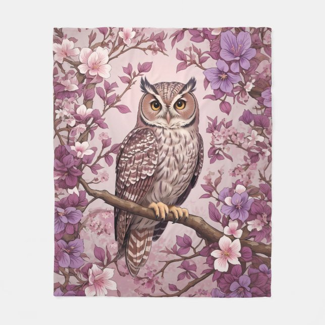 Elegante Scops Lila Blüte Fleecedecke (Vorderseite)