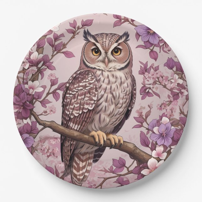 Elegante Scops Lila Blüte Pappteller (Vorderseite)