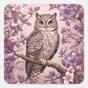 Elegante Scops Lila Blüte Quadratischer Aufkleber