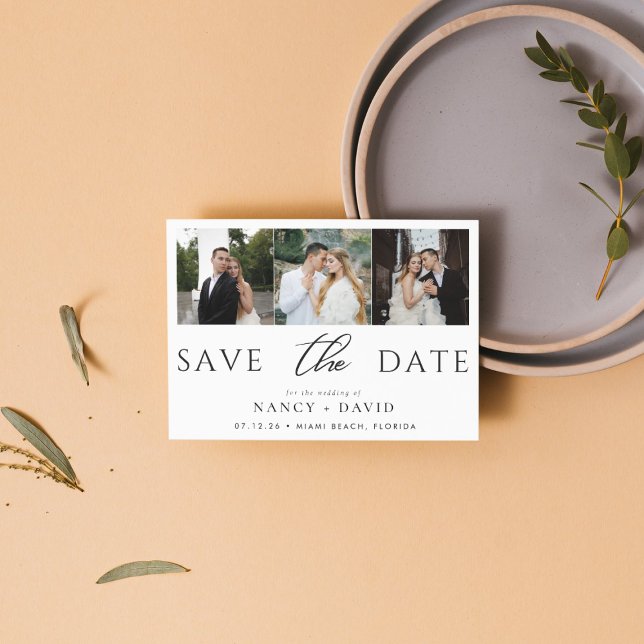 Elegante Script 3-Foto-Collage-Hochzeit Save The Date (Von Creator hochgeladen)