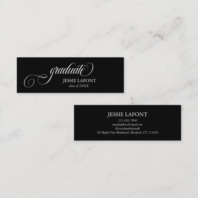 Elegante Script Abschluss Mini Name Card Visitenkarte (Vorne/Hinten)