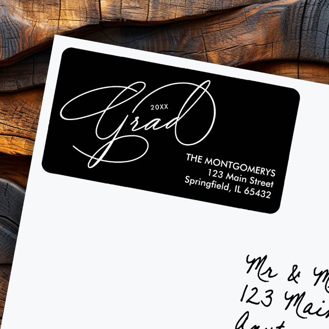 Elegante Script-Abschluss-Rücksendeadresse Adressaufkleber (Elegant Script Graduation Return Address Labels)